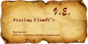 Viszlay Elemér névjegykártya